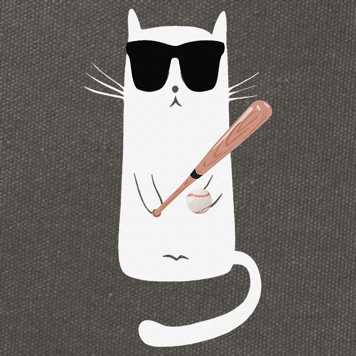Funny Cat Wearing Sunglasses Playing Baseball Cotton Canvas Backpack