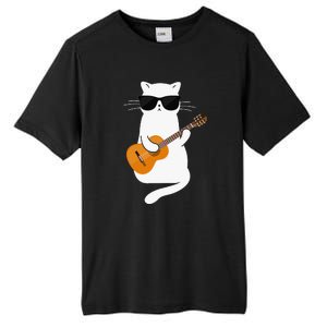 Funny Cat Wearing Sunglasses Playing Electric Guitar Tall Fusion ChromaSoft Performance T-Shirt