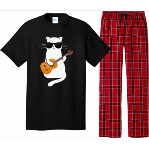 Funny Cat Wearing Sunglasses Playing Electric Guitar Pajama Set