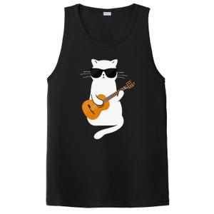 Funny Cat Wearing Sunglasses Playing Electric Guitar PosiCharge Competitor Tank