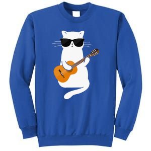 Funny Cat Wearing Sunglasses Playing Electric Guitar Sweatshirt