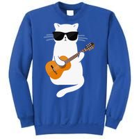 Funny Cat Wearing Sunglasses Playing Electric Guitar Sweatshirt