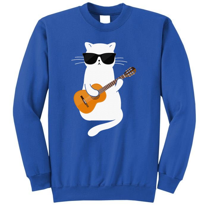 Funny Cat Wearing Sunglasses Playing Electric Guitar Sweatshirt