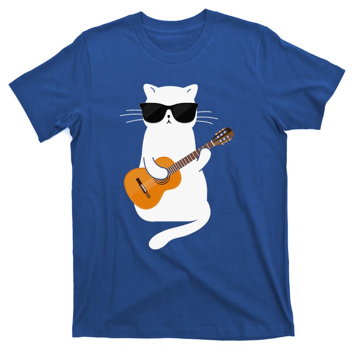 Funny Cat Wearing Sunglasses Playing Electric Guitar T-Shirt