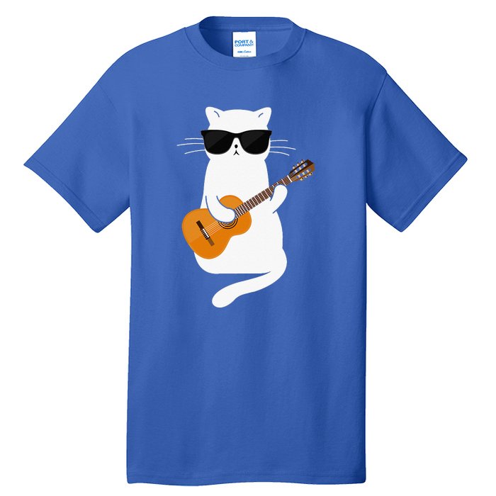 Funny Cat Wearing Sunglasses Playing Electric Guitar Tall T-Shirt