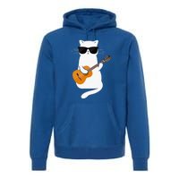 Funny Cat Wearing Sunglasses Playing Electric Guitar Premium Hoodie