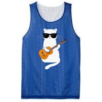 Funny Cat Wearing Sunglasses Playing Electric Guitar Mesh Reversible Basketball Jersey Tank