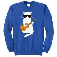 Funny Cat Wearing Sunglasses Playing Electric Guitar Tall Sweatshirt