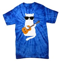 Funny Cat Wearing Sunglasses Playing Electric Guitar Tie-Dye T-Shirt