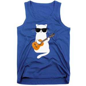 Funny Cat Wearing Sunglasses Playing Electric Guitar Tank Top