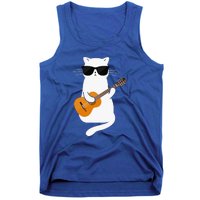 Funny Cat Wearing Sunglasses Playing Electric Guitar Tank Top