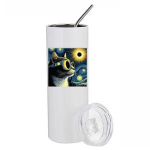 Funny Cat With Solar Eclipse Sunglasses Stainless Steel Tumbler