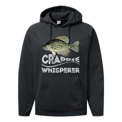 Funny Crappie Whisperer Fishing Black Crappie Lake Fish Gift Performance Fleece Hoodie