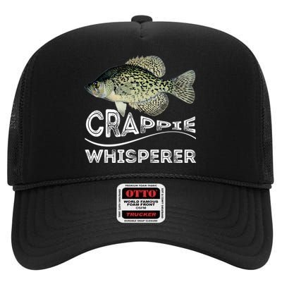 Funny Crappie Whisperer Fishing Black Crappie Lake Fish Gift High Crown Mesh Back Trucker Hat