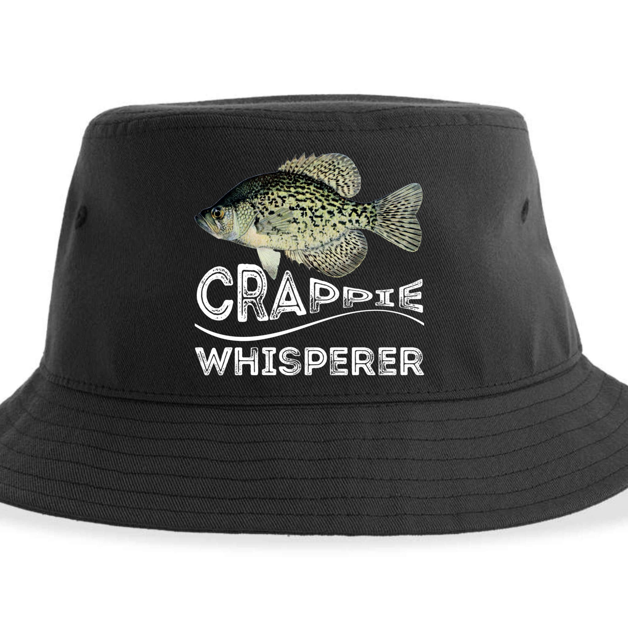 Funny Crappie Whisperer Fishing Black Crappie Lake Fish Gift Sustainable Bucket Hat