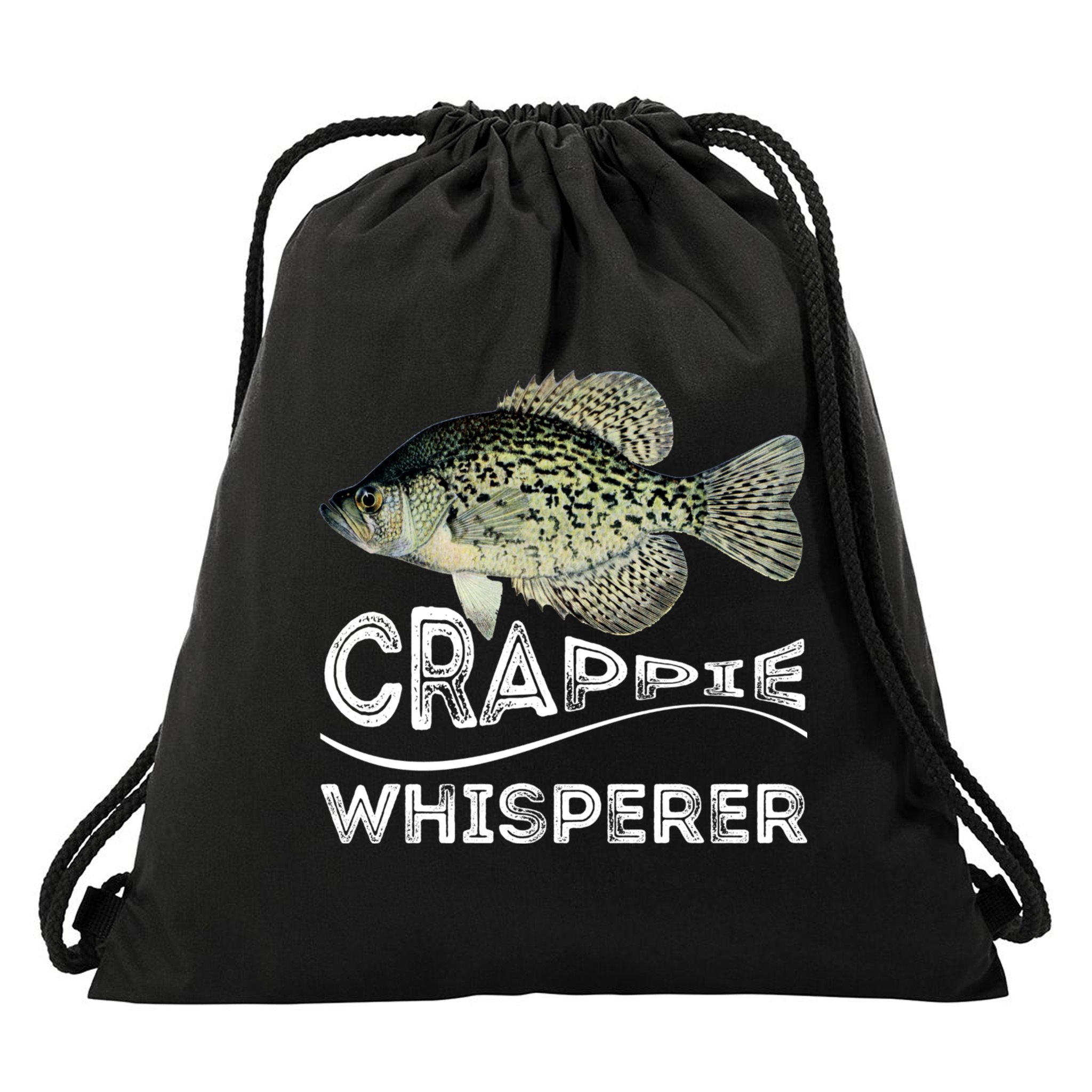 Funny Crappie Whisperer Fishing Black Crappie Lake Fish Gift Drawstring Bag