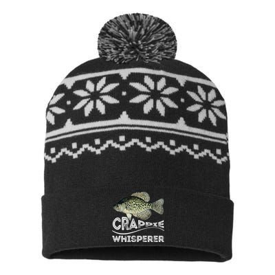 Funny Crappie Whisperer Fishing Black Crappie Lake Fish Gift USA-Made Snowflake Beanie