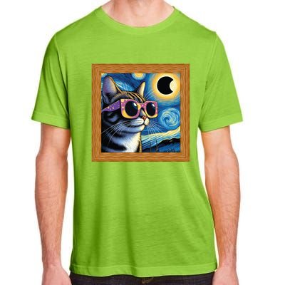 Funny Cat Wearing Solar Eclipse Glasses Adult ChromaSoft Performance T-Shirt