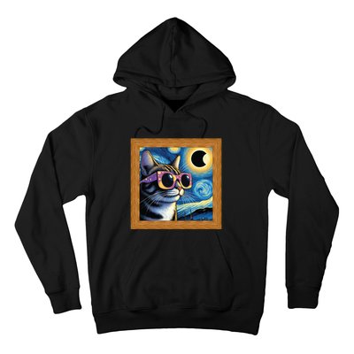 Funny Cat Wearing Solar Eclipse Glasses Hoodie