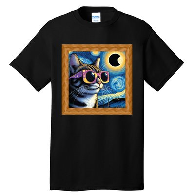 Funny Cat Wearing Solar Eclipse Glasses Tall T-Shirt