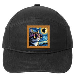 Funny Cat Wearing Solar Eclipse Glasses 7-Panel Snapback Hat