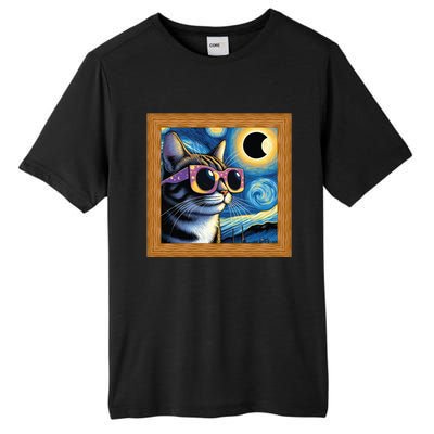 Funny Cat Wearing Solar Eclipse Glasses Tall Fusion ChromaSoft Performance T-Shirt