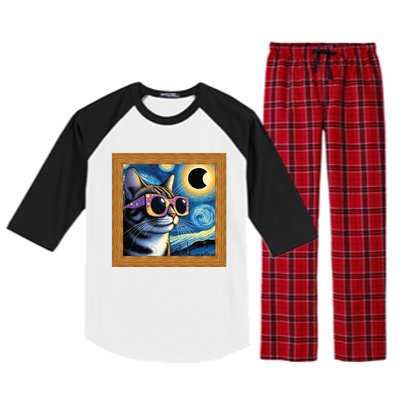 Funny Cat Wearing Solar Eclipse Glasses Raglan Sleeve Pajama Set