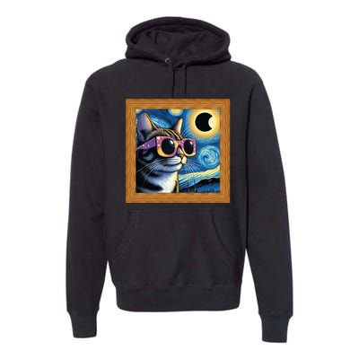 Funny Cat Wearing Solar Eclipse Glasses Premium Hoodie