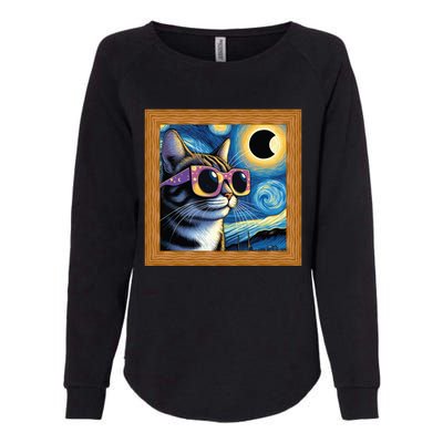 Funny Cat Wearing Solar Eclipse Glasses Womens California Wash Sweatshirt