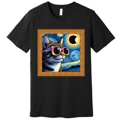 Funny Cat Wearing Solar Eclipse Glasses Premium T-Shirt