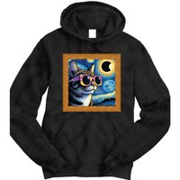 Funny Cat Wearing Solar Eclipse Glasses Tie Dye Hoodie