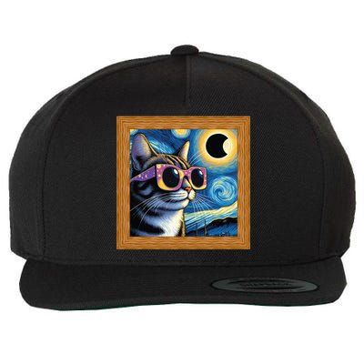 Funny Cat Wearing Solar Eclipse Glasses Wool Snapback Cap