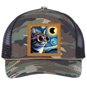 Funny Cat Wearing Solar Eclipse Glasses Retro Rope Trucker Hat Cap