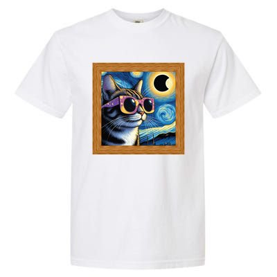 Funny Cat Wearing Solar Eclipse Glasses Garment-Dyed Heavyweight T-Shirt