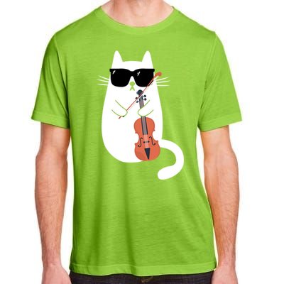 Funny Cat Wearing Sunglasses Playing Violin Viola Musician Gift Adult ChromaSoft Performance T-Shirt