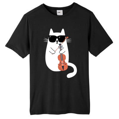 Funny Cat Wearing Sunglasses Playing Violin Viola Musician Gift Tall Fusion ChromaSoft Performance T-Shirt