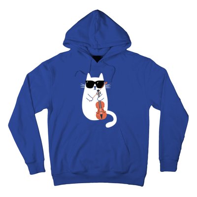 Funny Cat Wearing Sunglasses Playing Violin Viola Musician Gift Hoodie