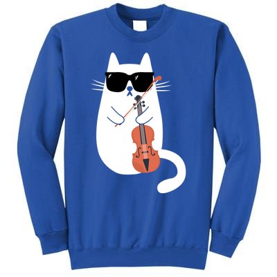 Funny Cat Wearing Sunglasses Playing Violin Viola Musician Gift Sweatshirt