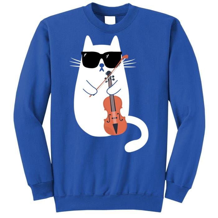 Funny Cat Wearing Sunglasses Playing Violin Viola Musician Gift Sweatshirt