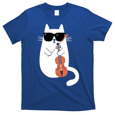 Funny Cat Wearing Sunglasses Playing Violin Viola Musician Gift T-Shirt