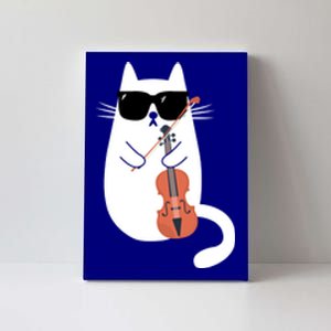 Funny Cat Wearing Sunglasses Playing Violin Viola Musician Gift Canvas