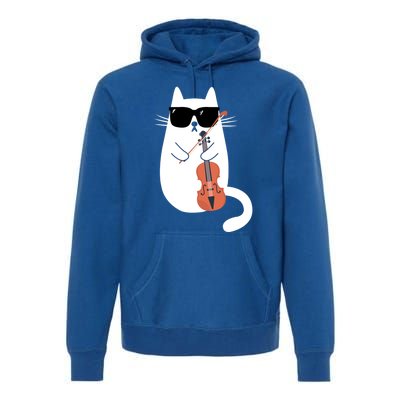 Funny Cat Wearing Sunglasses Playing Violin Viola Musician Gift Premium Hoodie