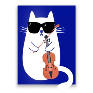 Funny Cat Wearing Sunglasses Playing Violin Viola Musician Gift Poster