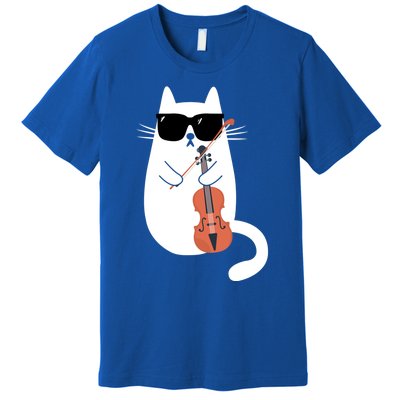 Funny Cat Wearing Sunglasses Playing Violin Viola Musician Gift Premium T-Shirt