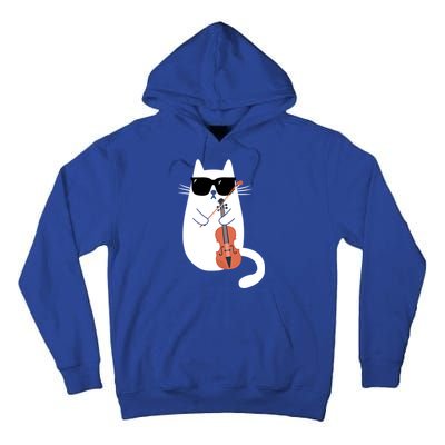 Funny Cat Wearing Sunglasses Playing Violin Viola Musician Gift Tall Hoodie