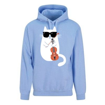 Funny Cat Wearing Sunglasses Playing Violin Viola Musician Gift Unisex Surf Hoodie