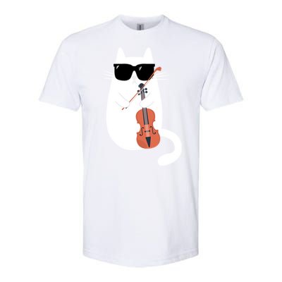 Funny Cat Wearing Sunglasses Playing Violin Viola Musician Gift Softstyle CVC T-Shirt