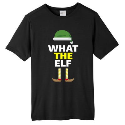 Funny Christmas What The Elf Distressed Gift Tall Fusion ChromaSoft Performance T-Shirt