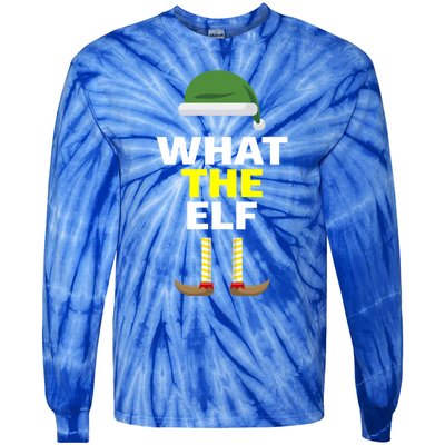 Funny Christmas What The Elf Distressed Gift Tie-Dye Long Sleeve Shirt