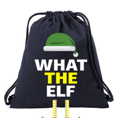 Funny Christmas What The Elf Distressed Gift Drawstring Bag